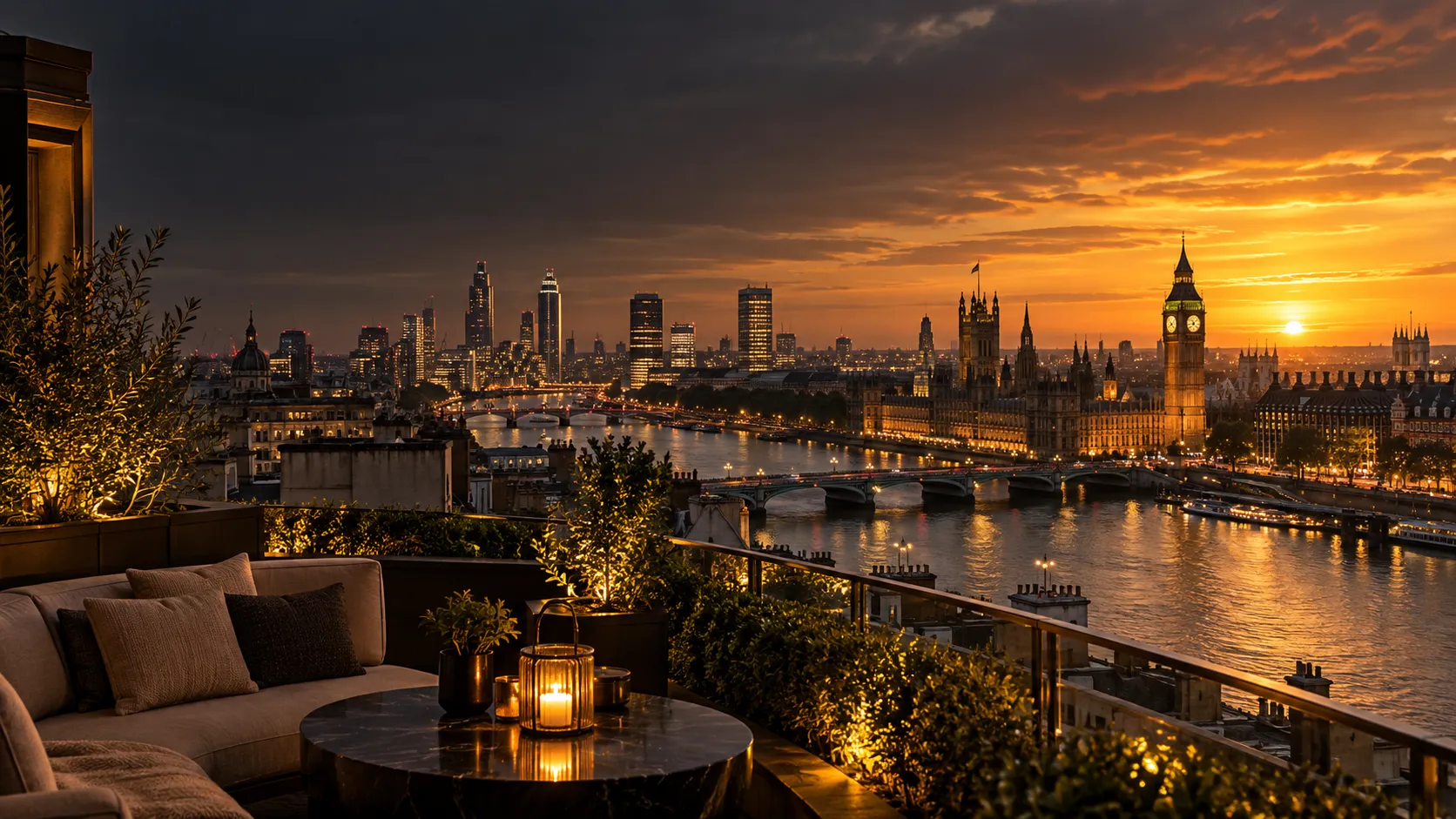 London and UK travel destinations in warm evening light