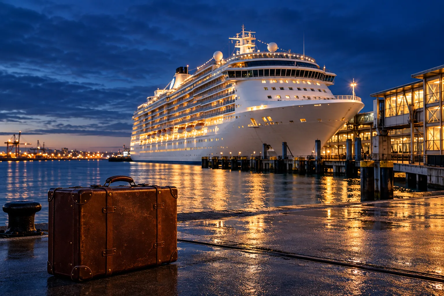 Cruise ship, passenger cases and terminal setting
